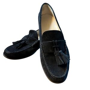 Cole Haan Black Suede Tassel Loafers Women’s 10.5B | Preppy Leather Slip-On Y2K